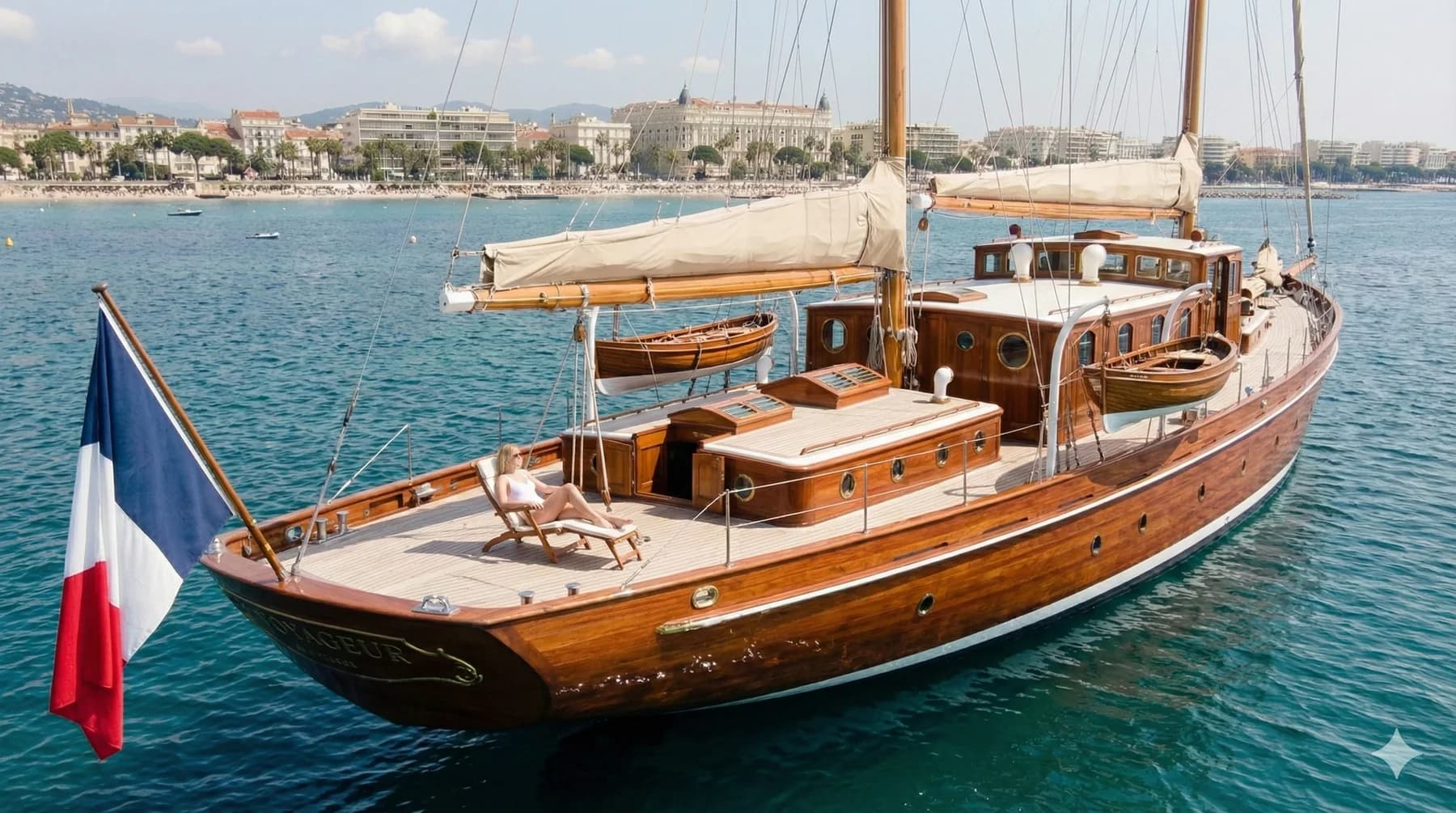 Yacht classique en bois à Cannes